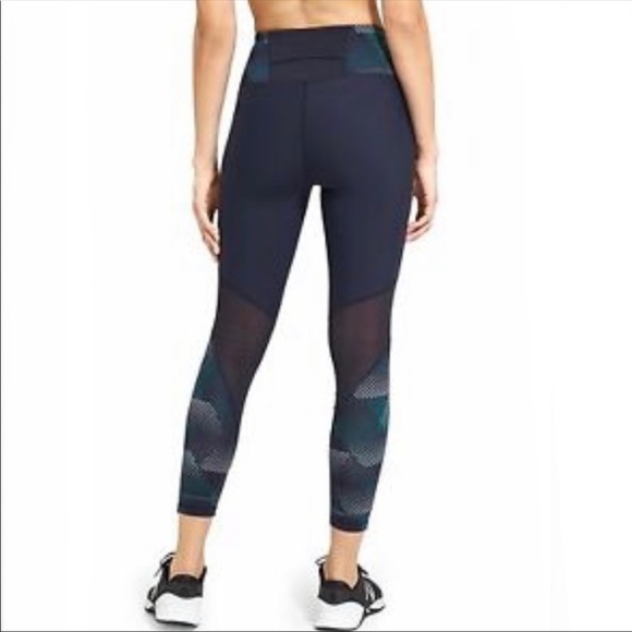 Athleta blue and teal mesh running pants with back pocket - Picture 2 of 11